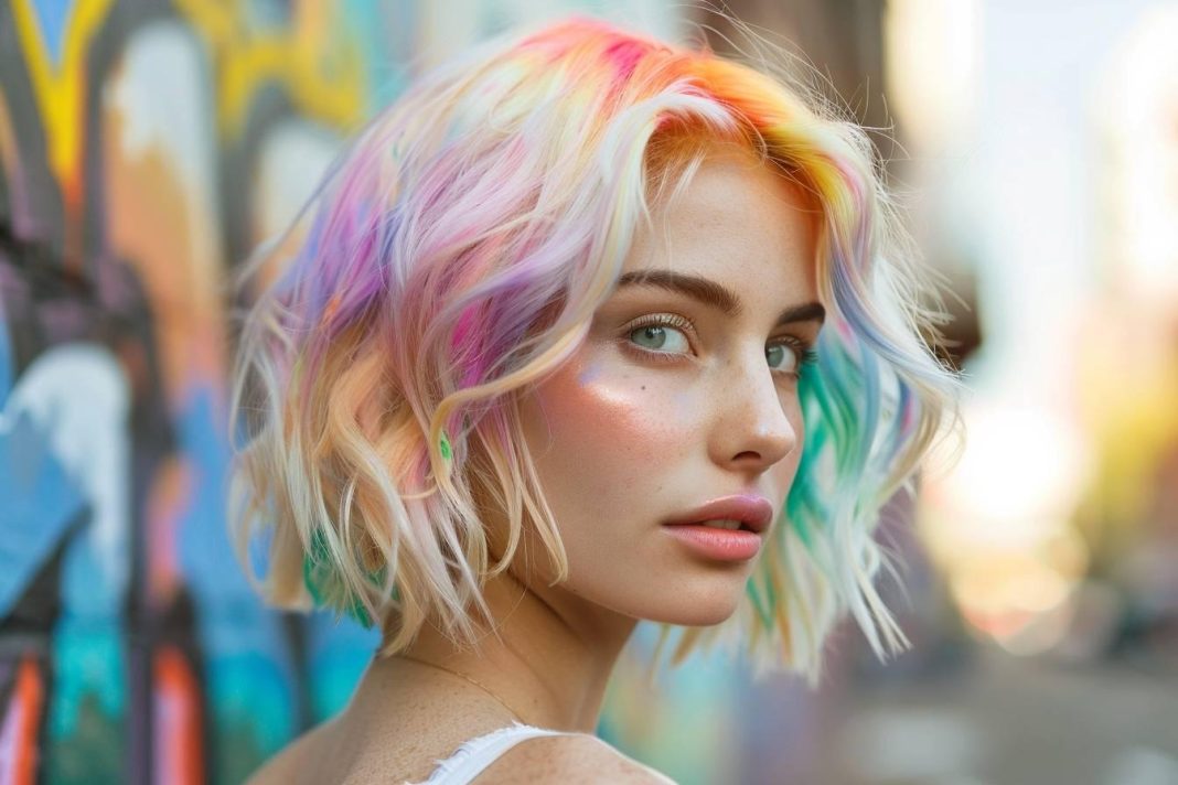 Tie and dye blond cheveux court