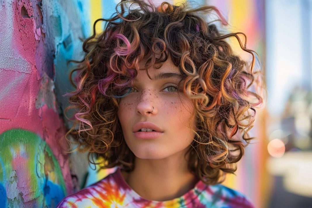 Tie and dye cheveux frisés