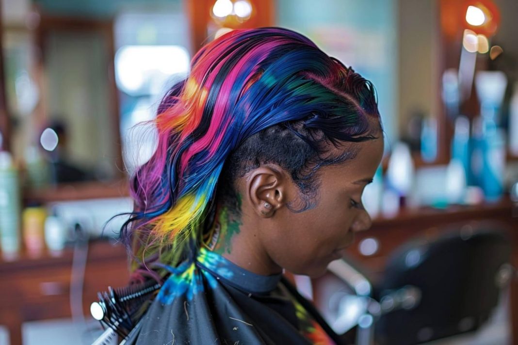 Tie and dye cheveux noir